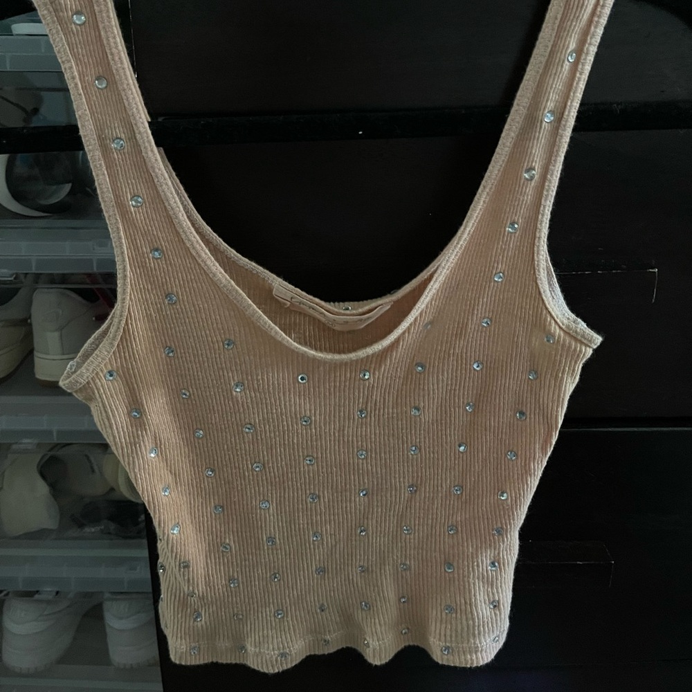 LF rhinestone bling crop tank top